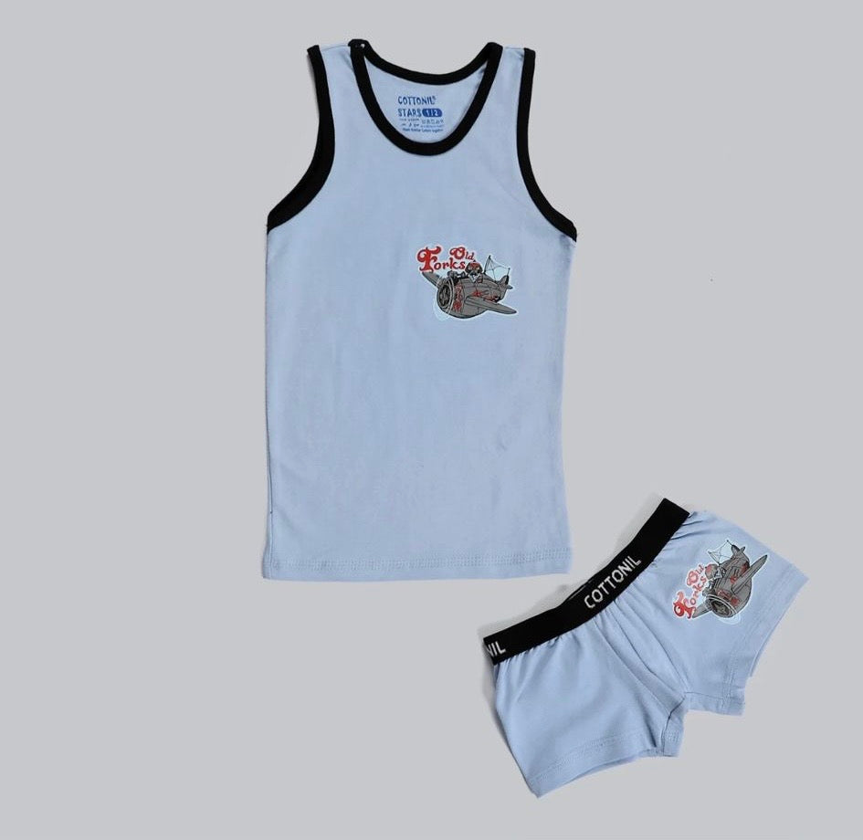 Boys Turbo Set – Singlet & Boxer - Egyptian Cotton
